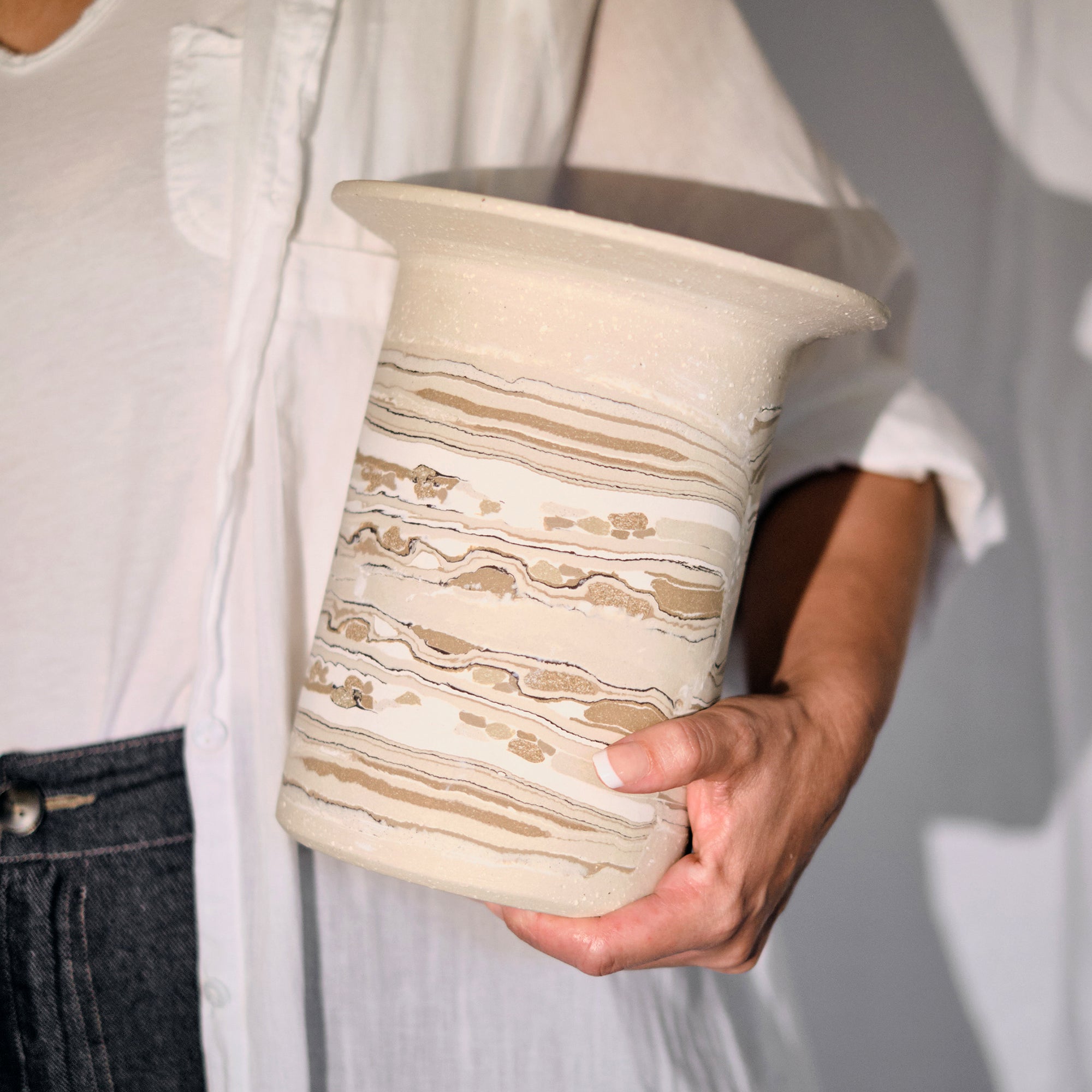 Tall Nerikomi Collar Vase